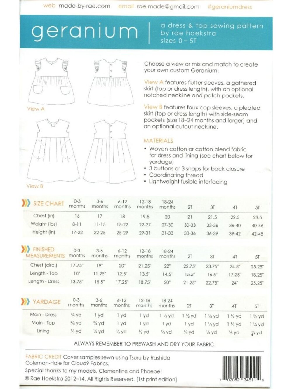 Geranium Dress & Top Sewing Pattern By Made By Rae Sizes 0-5T - Picture 2 of 4